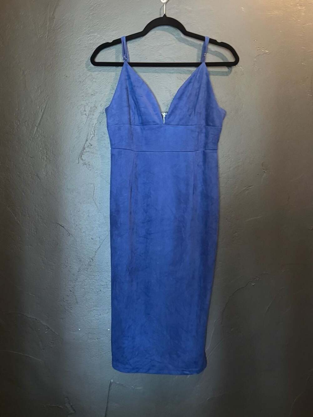 Lulus Blue Faux Suede Midi Dress Size L